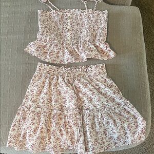 Paper Crane Pink Floral Skirt Set